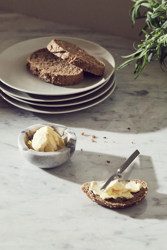 Marmeren boterschaaltje en mes - Grijs - HOME | H&M NL