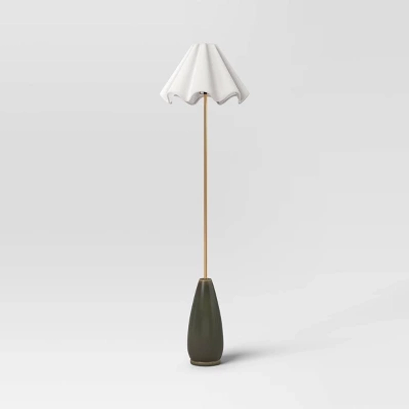 Wavy Shade Collection with Ceramic Base Floor Lamp Green - Threshold™