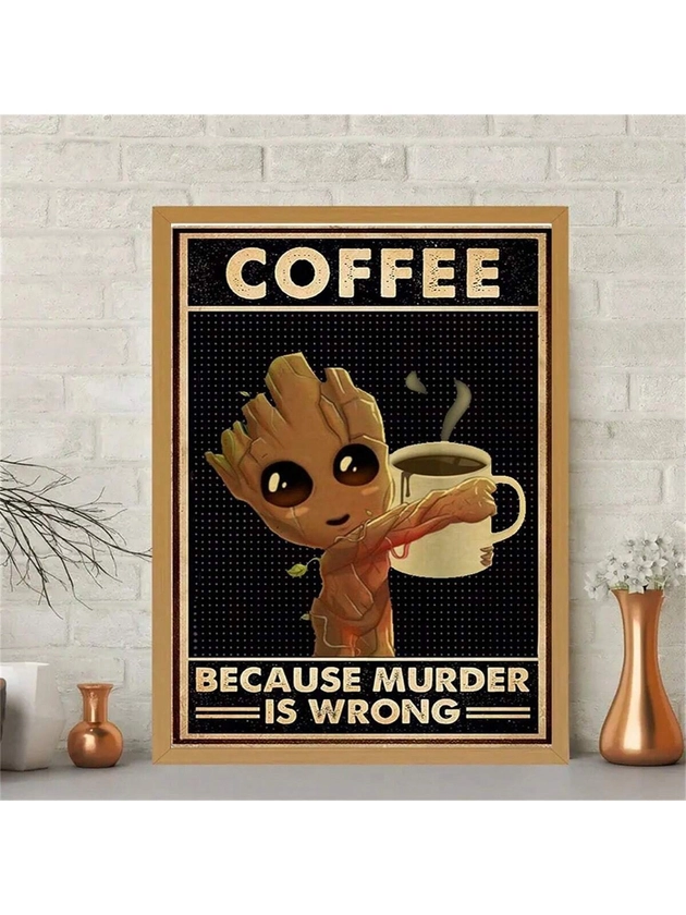 1 pièce Affiche de café Hgft Groot sans cadre Vintage Movies, décoration pour la maison pour salle de bain, chambre à coucher, bar à café, restaurant, ferme, toilette, parce que Groot est faux