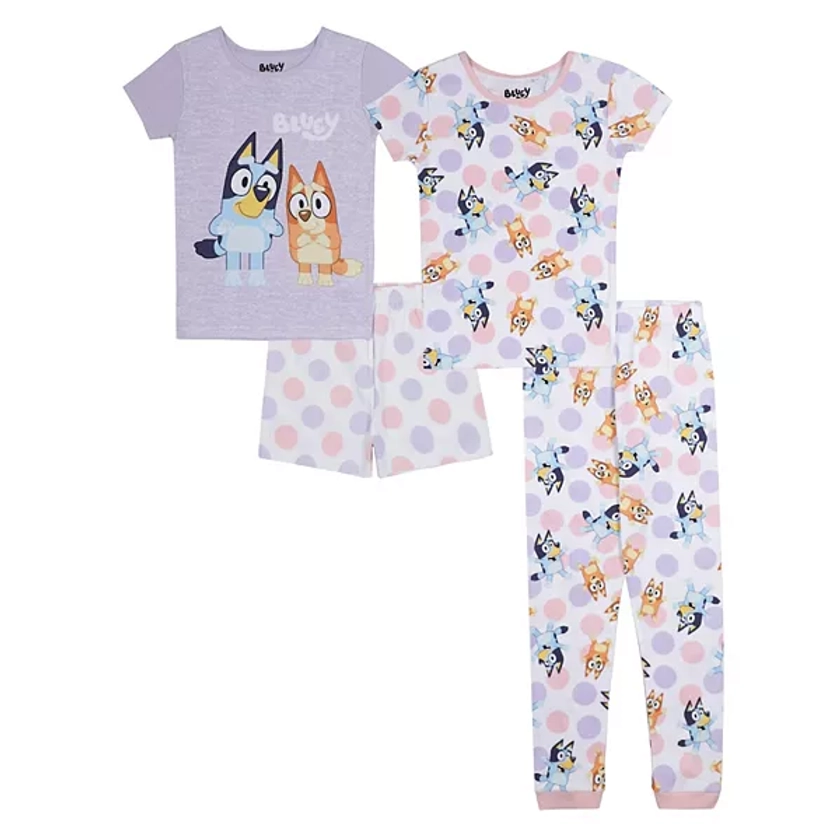 Girls 4-8 Bluey "Bluey Playful" 4-Piece Pajama Set