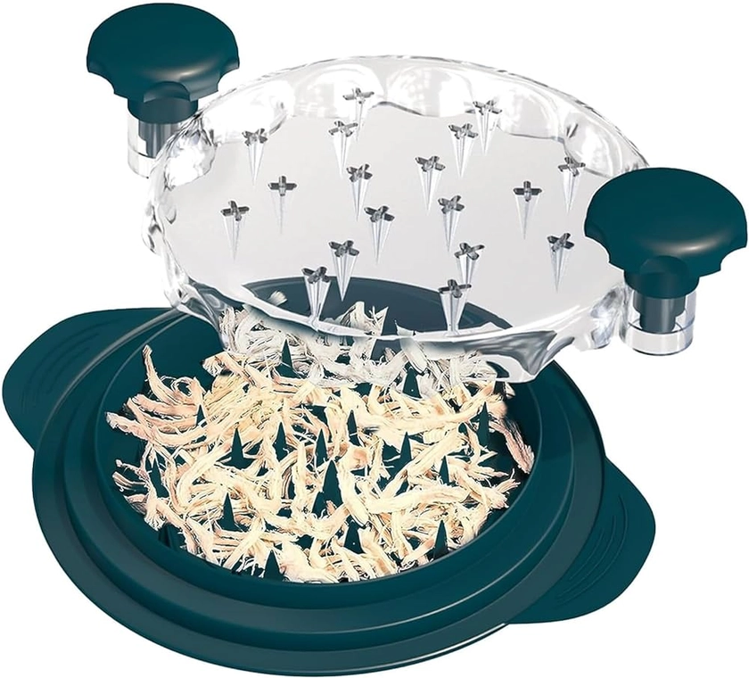 Tazweeq Chicken Shredder, Meat Shredder with Detachable Plate, Visible Chicken Breast Shredder Tool, with Strong Grip and Sharp Spikes, for Cutting Meats, Vegetables (Cyan) : Buy Online at Best Price in KSA - Souq is now Amazon.sa: Office Products