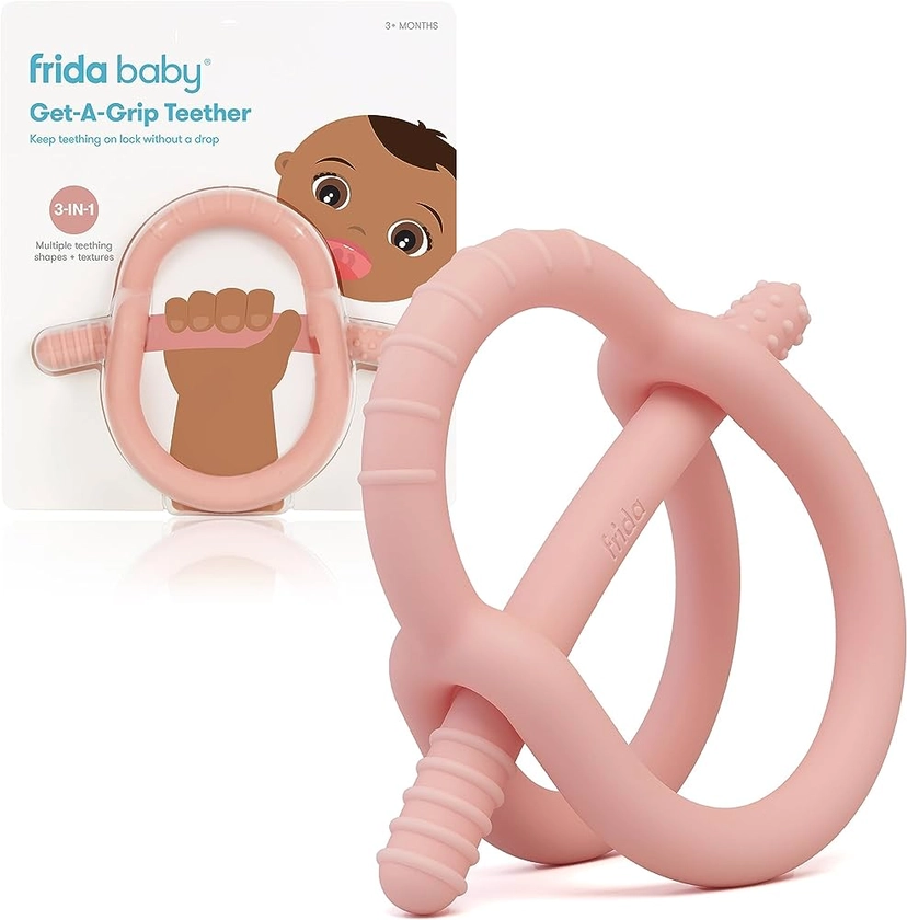 Amazon.com: Frida Baby Mordedor de bebê Get-A-Grip para alívio da dentição | Brinquedos de dentição 100% silicone de grau alimentício para bebês de 0 a 6, 12, 18 meses, sem BPA, sem PVC | Rosa : Bebê