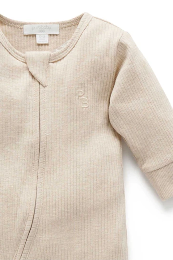 Buy Purebaby Neutral Rib Zip Baby Footless Sleepsuit from the Next UK online shop