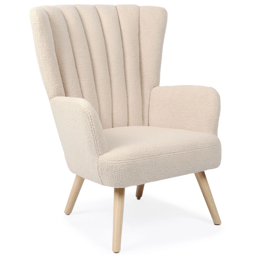 Fauteuil scandinave Vidal Tissu Bouclette Beige