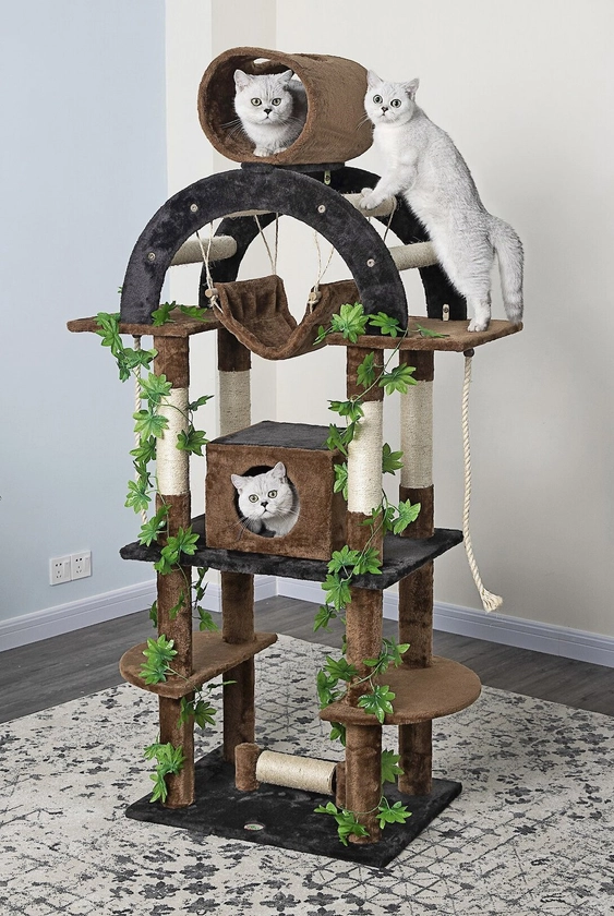 Go Pet Club 71-in Forest with Leaves Cat Tree, Blue/ Brown