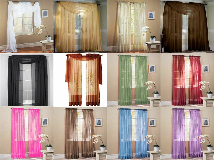 Sheer Voile Window Curtains/Drape/Panel/treatment  or Scarf Assorted Solid Color