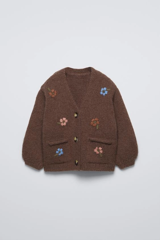 KNIT CARDIGAN WITH FLORAL EMBROIDERY