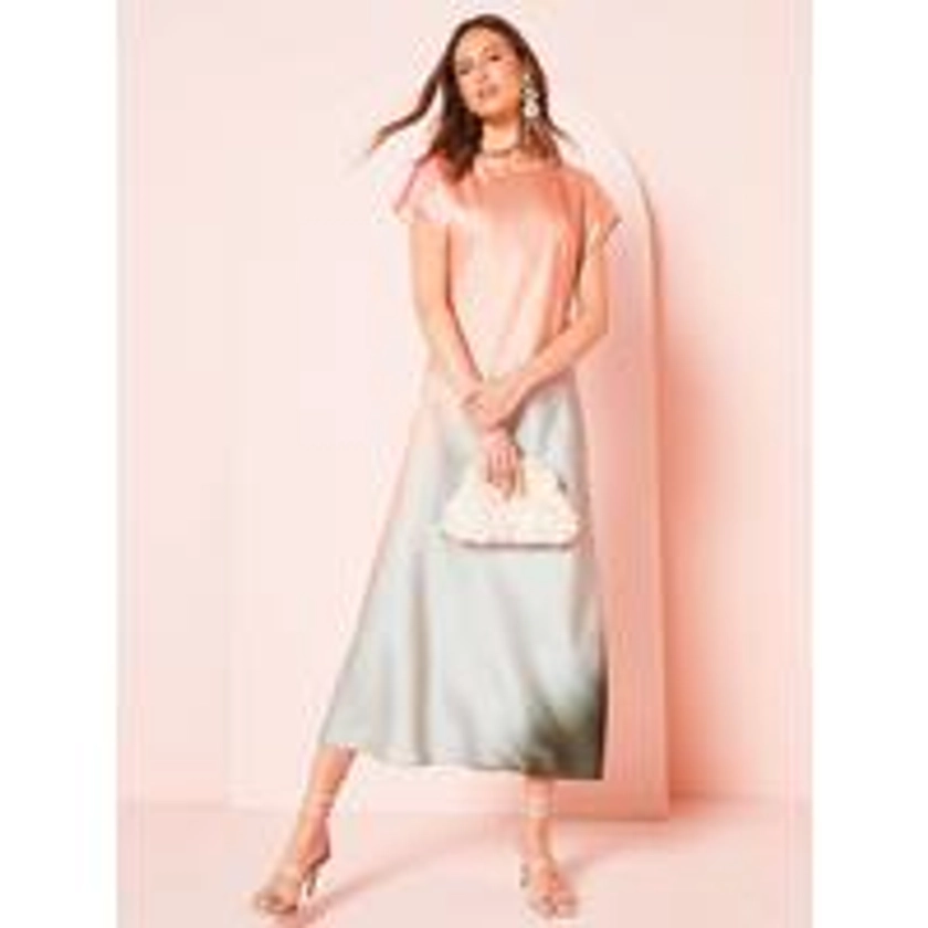 V By Very Ombre Satin Column Midaxi Dress - Pink