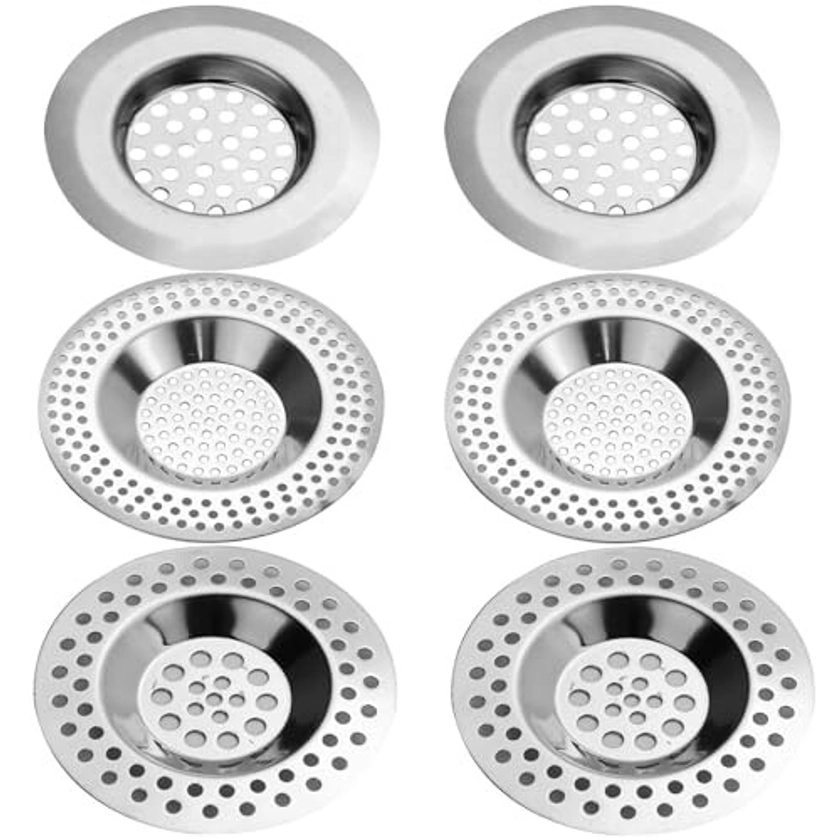 (Set of 6 Pcs) 3 Sizes Kitchen Sink Strainer Hair Catcher for Shower Drain Cover Sink Plug Strainer for Drainer Protector Blocker Filter Bath Plug on OnBuy