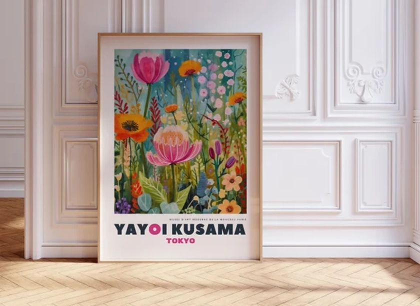 YAYOI KUSAMA Print, Framed Wall Art Japanese Wall Art, Japanese Modern Art Kusama Exhibition, Colorful Wall Art, Botanical Print