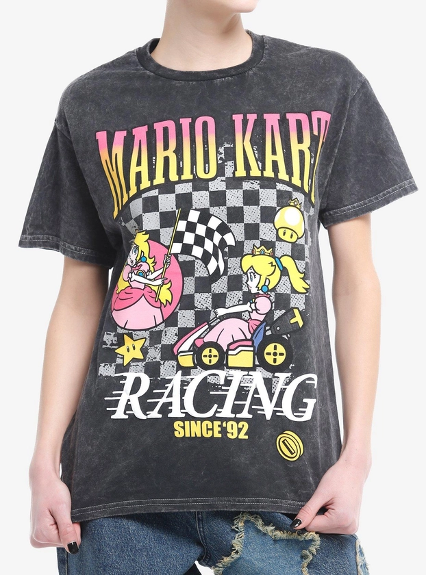 Mario Kart Peach Racing Boyfriend Fit Girls T-Shirt