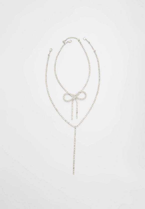 Lot 2 colliers nœud et brillants - Bijoux femme | Stradivarius France