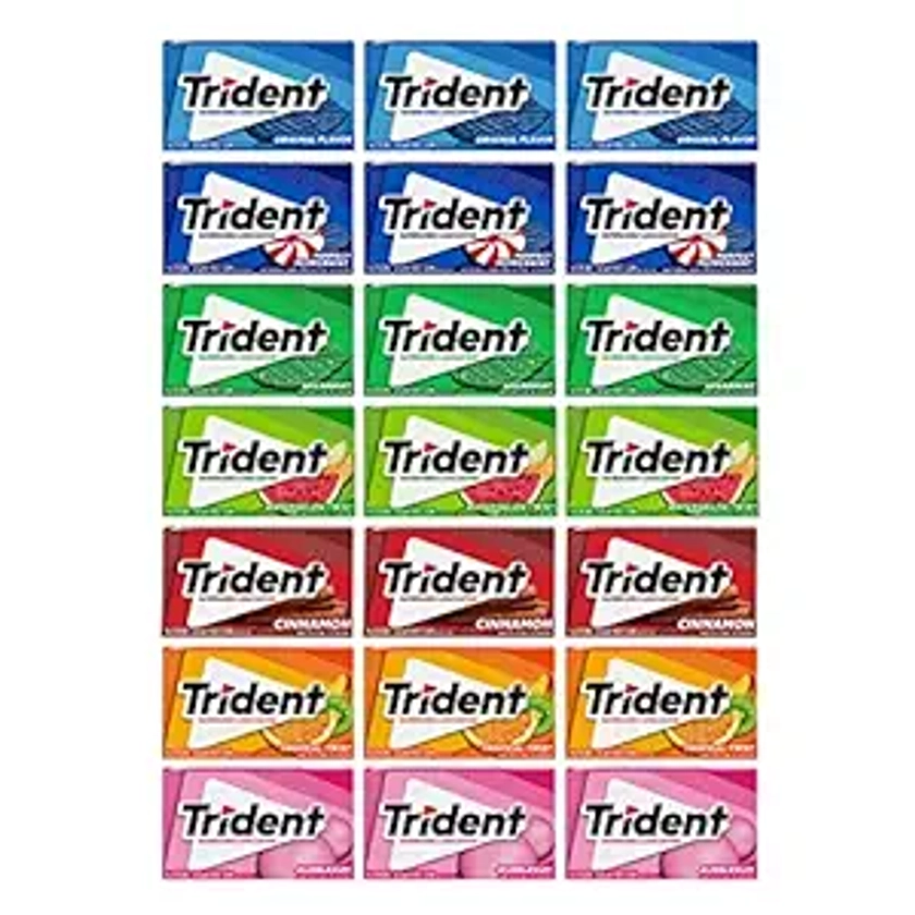 Trident Sugar Free Gum Variety Pack, 21 Packs of 14 Pieces (294 Total Pieces)