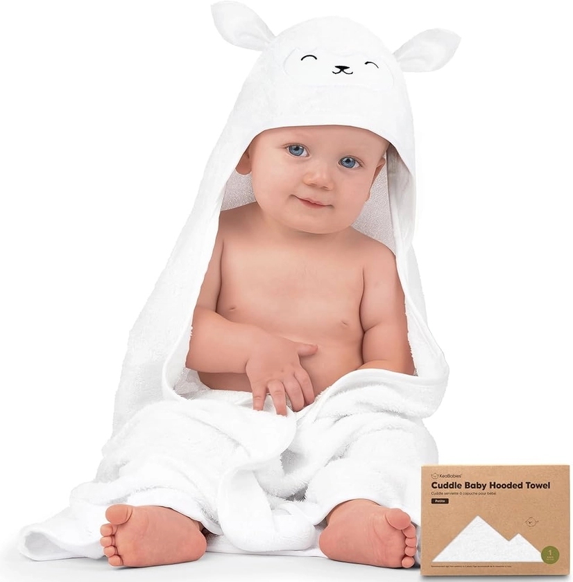 KeaBabies Baby Hooded Towel - Viscose Derived from Bamboo Baby Towel, Toddler Bath Towel, Infant Towels, Large Hooded Towel, Organic Baby Towels with Hood for Girls, Babies, Newborn Boys(Lamb)