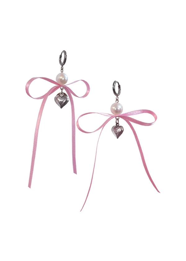 [NOFFICIALNOFFICE] SS 23 SATIN RIBBON EARRING PINK