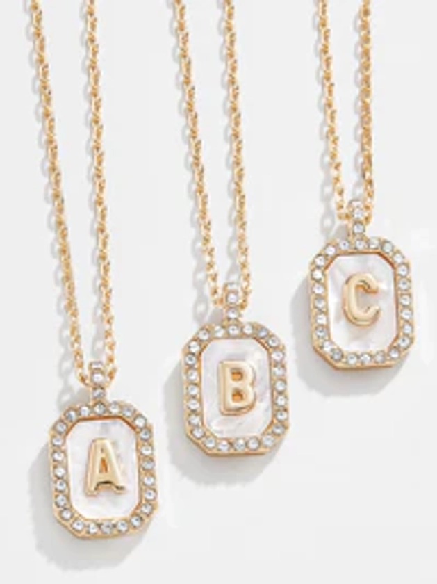 Gold & Mother of Pearl Initial Necklace - Mother Of Pearl