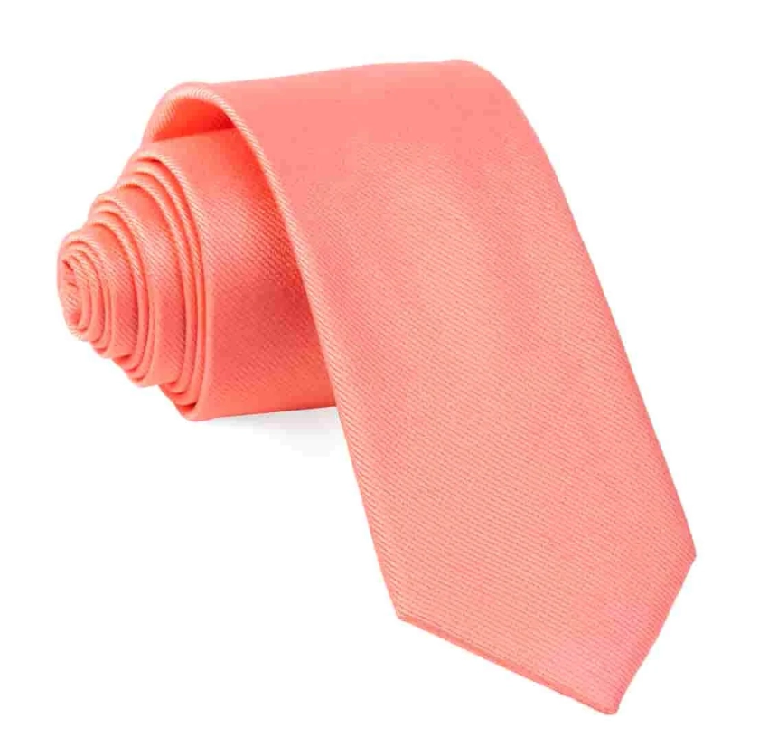 Grosgrain Solid Coral Tie | Silk Ties | Tie Bar