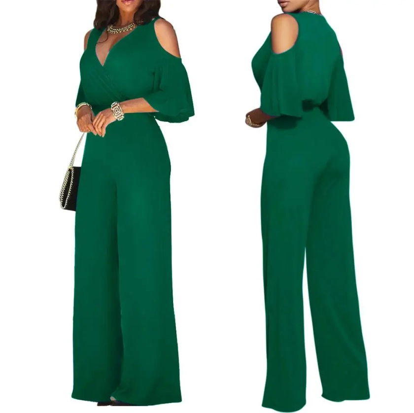 90903-mx43 5 Colors V Neck Cut Out Sleeve Design One Piece Jumpsuit Woman - Buy Solid Color Simple Jumpsuits,Jumpsuit For Women,Ladies Rompers And Jumpsuits Product on Alibaba.com