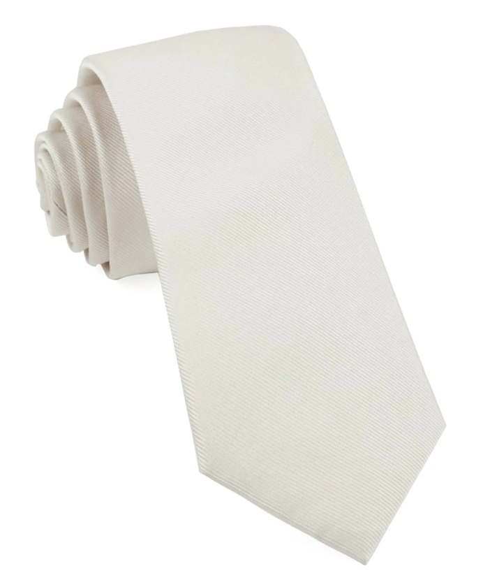 Grosgrain Solid White Tie | Silk Ties | Tie Bar