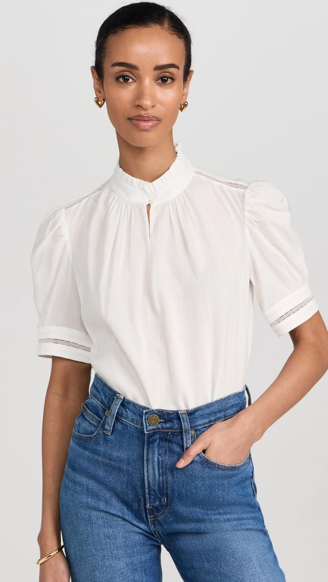 FRAME Ruffle Collar Inset Lace Top | Shopbop