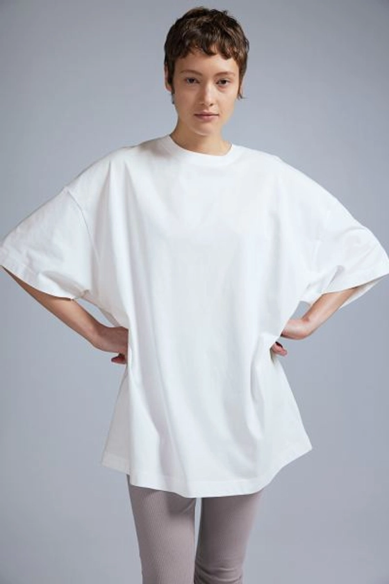 T-shirt oversize - Encolure ronde - Manches courtes - Blanc - FEMME | H&M FR
