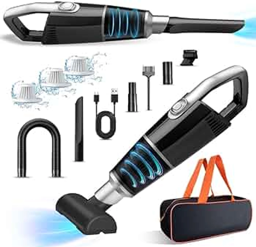 Car Vacuum Cordless- 9000PA High Power Scution Portable Vacuum for Car Deep Cleaning,Mini Vacuum Cleaner for Car/Office/Home/Travel (Black)