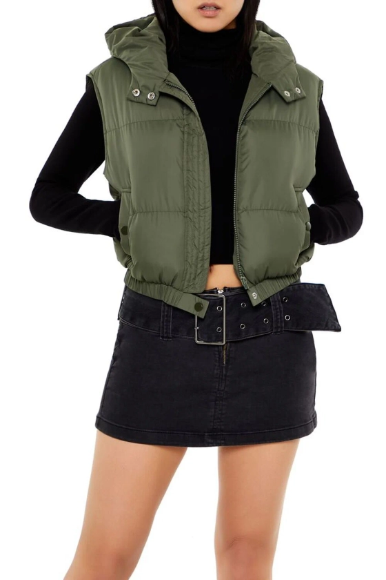 Cropped Hooded Puffer Vest | Forever 21