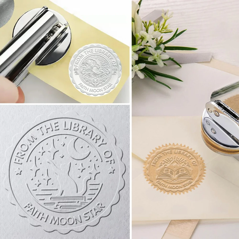 Personalised From the Library of Book Embosser Stamp Scenery Design with Text Birthday Gift for Books Lover Book Club - CALLIE