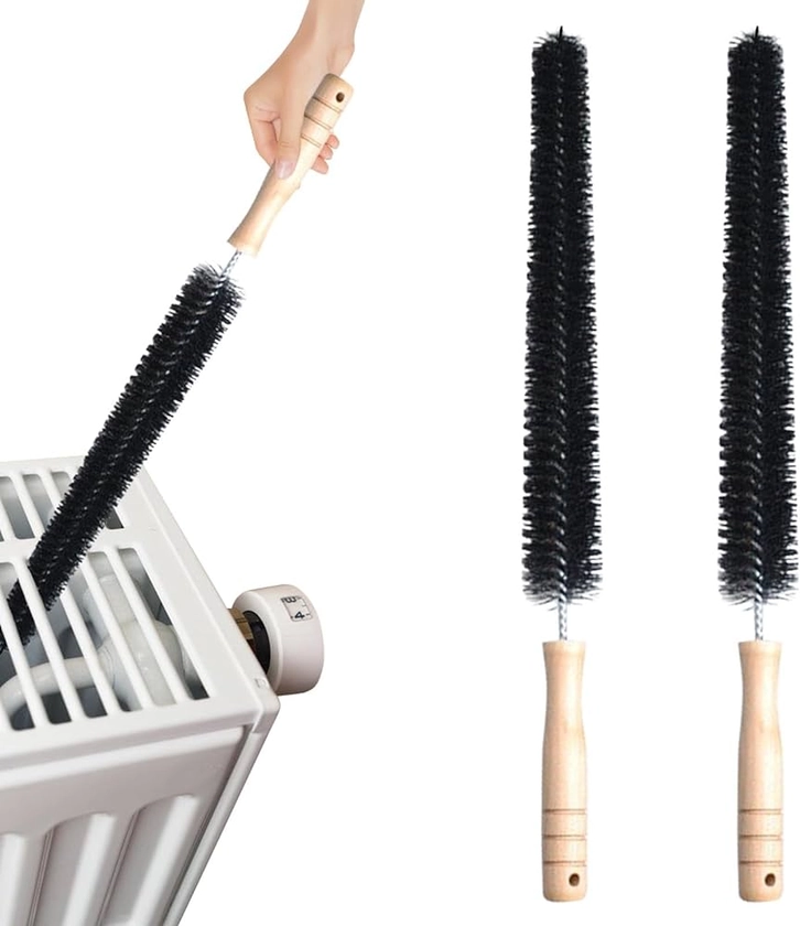 Amazon.com: 2Pcs Radiator Brush, Dryer Cleaner Vent Brush, 40cm Long Flexible Refrigerator Coil Cleaning Brush, with Wooden Handle, Slim Radiator Duster Brush, Vent Cleaner Brushes(Black) : Health & Household