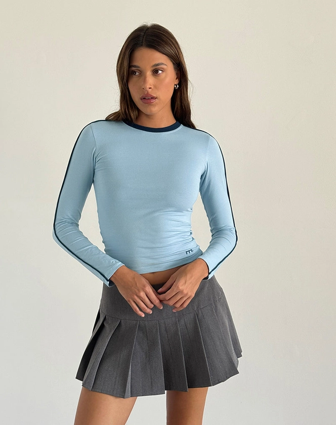 Lucca Long Sleeve Top in Lace Light Blue