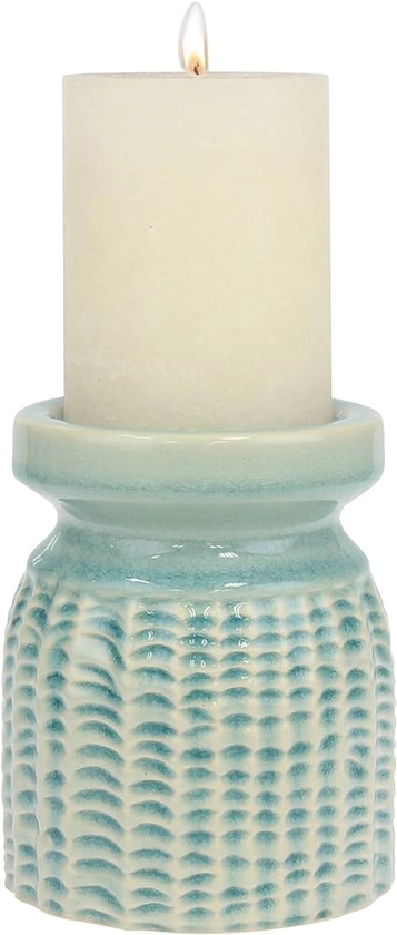 Amazon.com: Stonebriar Decorative Textured Pale Ocean Ceramic Pillar Candle Holder, Coastal Home Decor Accents, Beach Inspired Design for the Living Room, Bathroom, or Bedroom of your Seaside Cottage Decor : Home & Kitchen