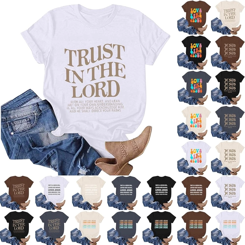 Christian Shirts for Women Love Like Jesus Tshirts Faith Graphic T-Shirt Summer Casual Inspirational Short Sleeve Tee Tops