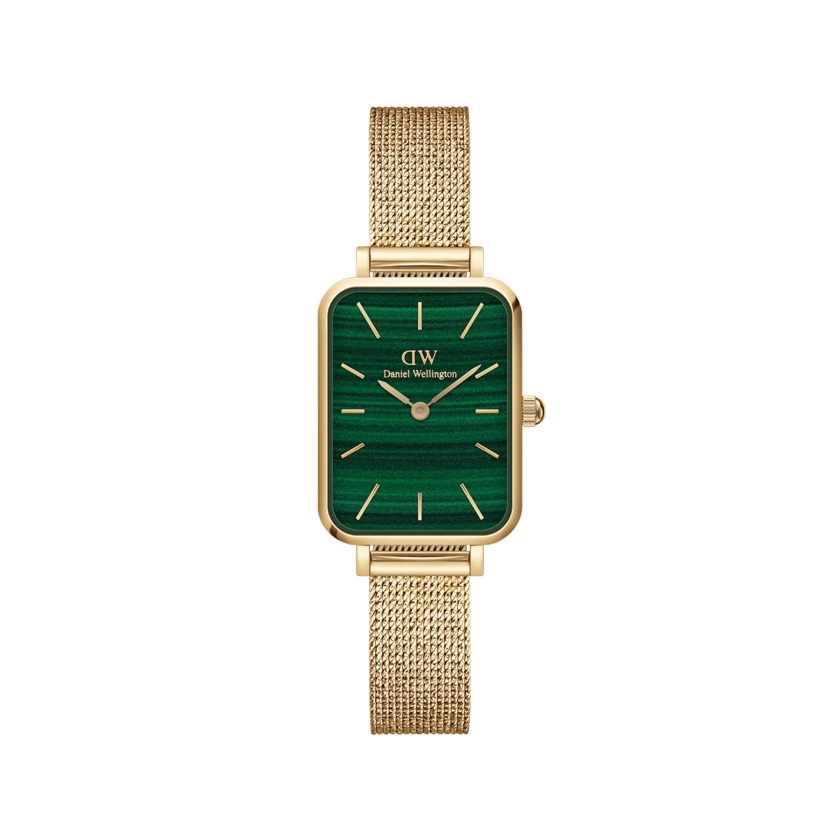 Quadro Pressed Evergold - Gold Watch with Green Dial | DW
