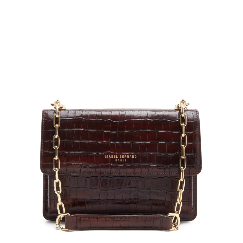 Isabel Bernard - croco brown calfskin leather shoulder bag IB21050