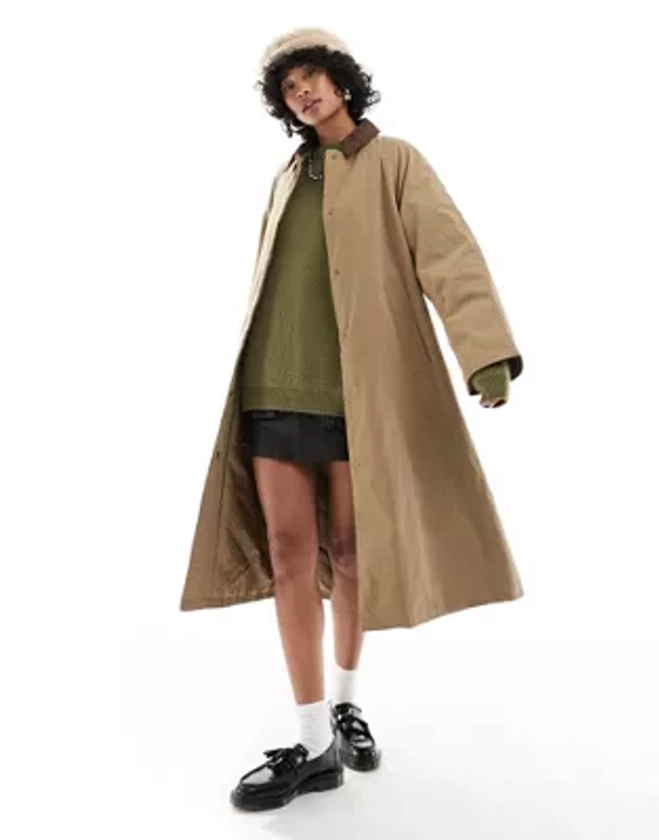 Only cord detail trench coat in camel