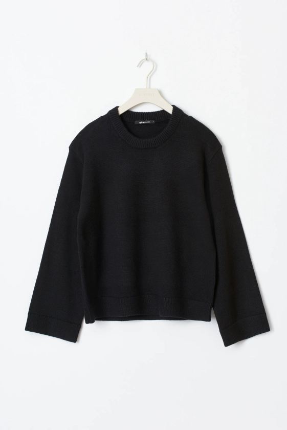 Knitted crew neck sweater - Svart - Dam - Gina Tricot