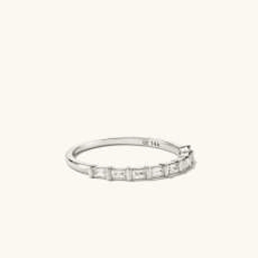 Baguette Diamond Half Eternity Band White Gold