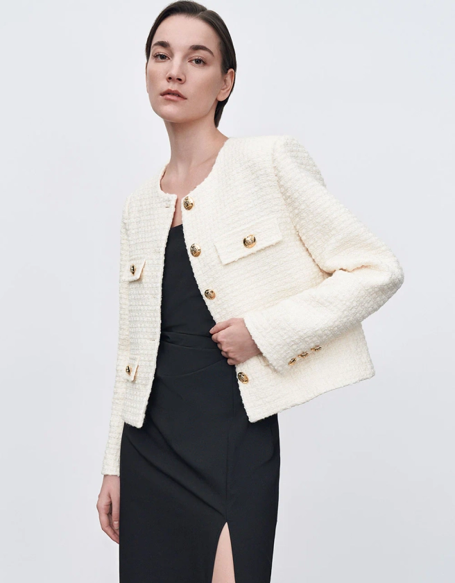 Multi-Pocket Tweed Jacket