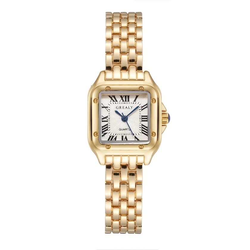Montre-bracelet à quartz carrée pour femme, horloges à bande en acier inoxydable, or, argent, simple, classique, mode, dames, marque