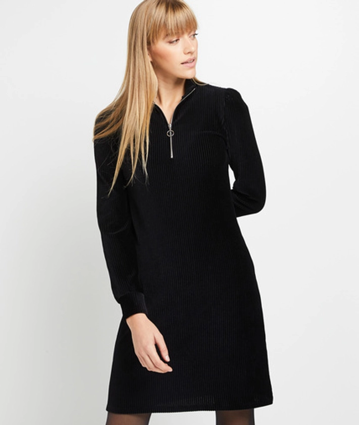 Robe en maille effet velours femme NOIR - Grain de Malice