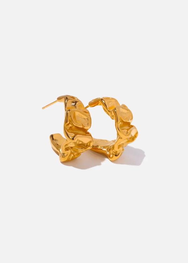 18k Gold Plated Textured Hoop Earrings CERTÍ x LEMONLUNAR