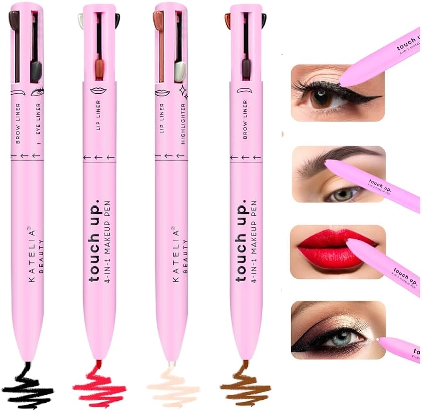 Amazon.com : Katelia Beauty 4 in 1 Makeup Pen - Refillable Makeup Pen for Easy Travel - Portable Makeup Set with Colored Eyeliner, Brow & Lip Liner & Highlighter - Cruelty-Free Beauty, Paraben-Free Makeup Pen : Beauty & Personal Care
