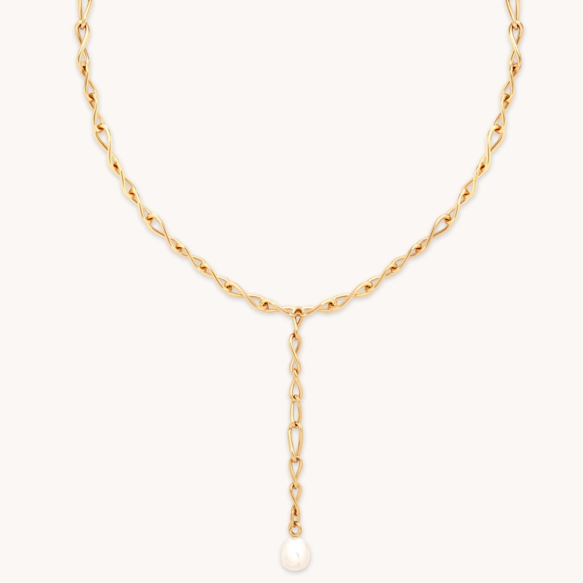 Infinite Pearl Gold Lariat Necklace | Astrid & Miyu