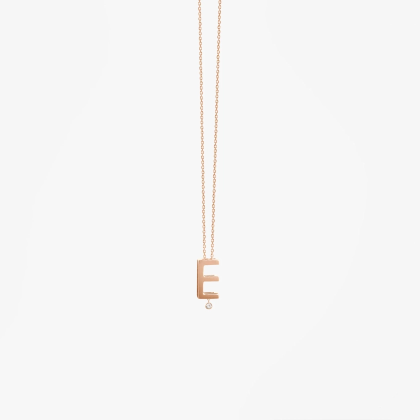 Collier Abécédaire lettre E or rose 18k et diamant