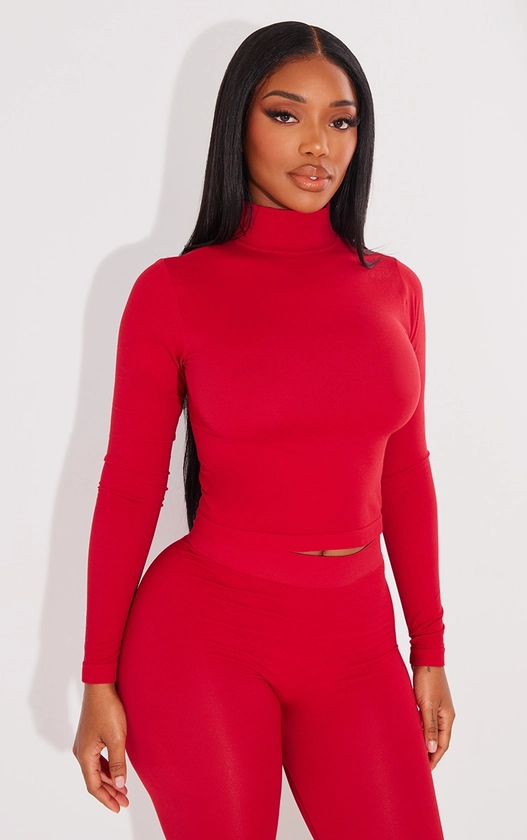 Shape Cherry Red Sculpted Long Sleeve Top