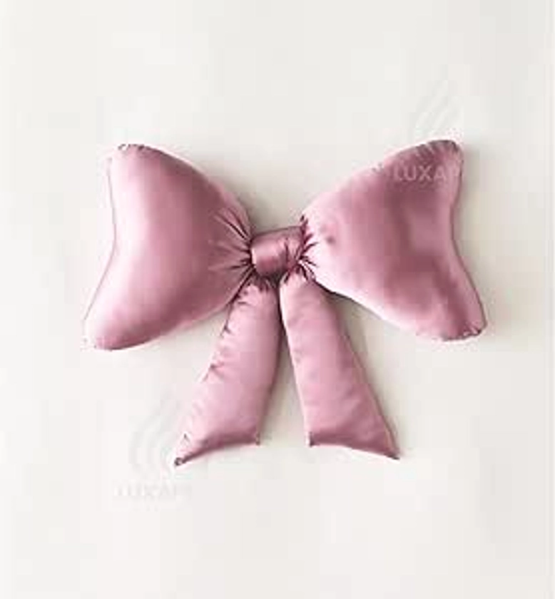 Bow Pillow - Big bow throw pillow - Bow shaped pillow - Silky satin - coquette decor - Bow room decor - pink bow pillow - bow nursery decor - pink room decor