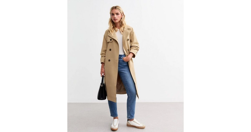 Petite Camel Double Breasted Mac Coat | New Look