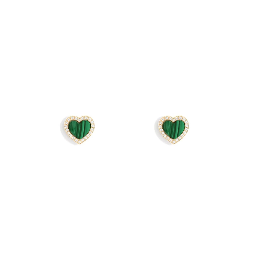 Clous d'Oreilles Cœur Malachite