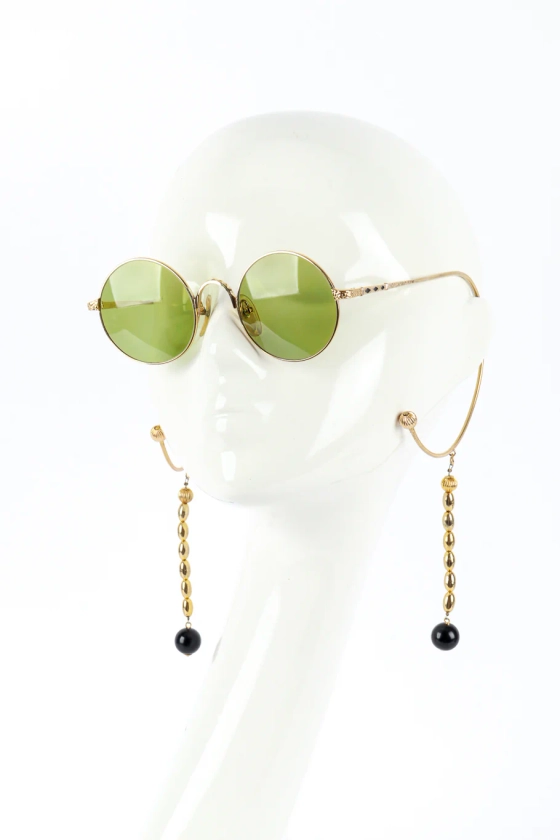 Bottle Green Bead Drop Arm Sunglasses