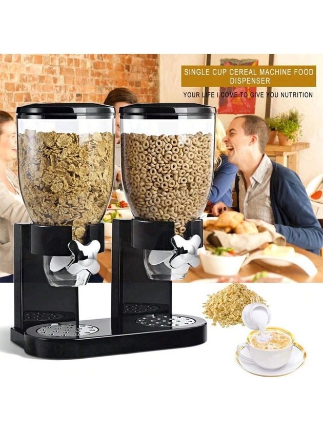 1pc Double-Headed Standing Plastic Cereal Dispenser, Grain Distributor, Food Canister, Storage Container,Storage,Cocina,Kitchen Organiser,Kitchen Items,Room Decor,Home Decor.
